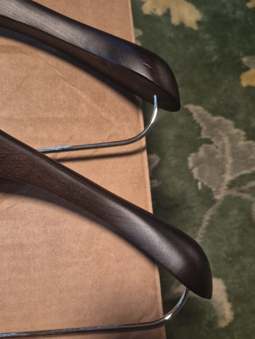 Gucci Dark Brown Wood Suit Hangers with Silver Metal Accents